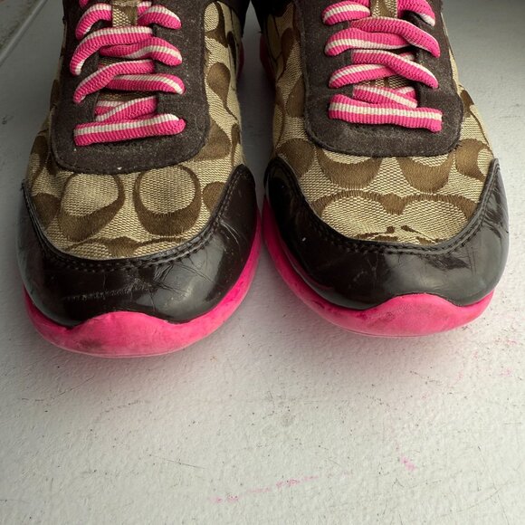 Coach Drita Sneakers Vintage Y2K Logo Trainer Brown Pink Size 8.5 - Picture 8 of 8